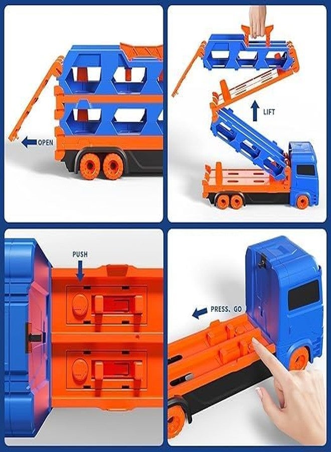 Babelly Transport Truck Toy Transporter Ejector Race Portable Transporter Parking Garage for Children, Multicolor - Image 5